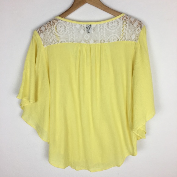 Ella Moss Yellow Gauzy Cotton Flared Sleeve Top size XS - Picture 6 of 11